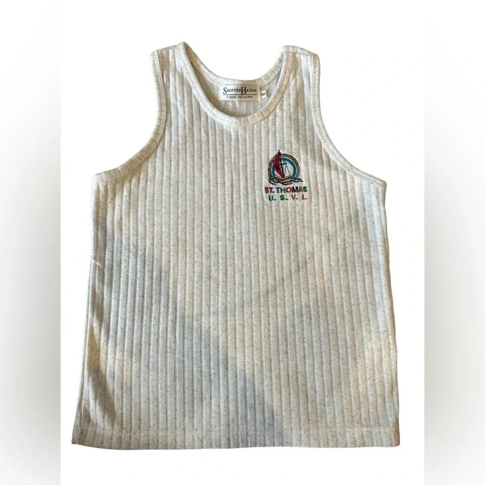 Saint Thomas White Gray Boys Sleeveless Tank with Shorts Size 18-24 Months
